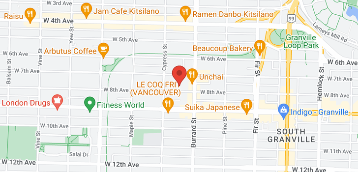 map of 106 1825 W 8TH AVENUE